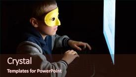  Presentation with anonymous - PPT theme with cyber security - anonymous user looking background and a wine colored foreground