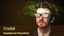  Presentation with high tech - Audience pleasing PPT theme consisting of cyber security - business man looking at high backdrop and a wine colored foreground