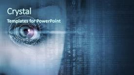  Presentation with cyber security eye - PPT theme having cyber security - close up of woman's eye background and a ocean colored foreground