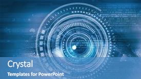  Presentation with cyber security eye - Slide deck enhanced with cyber security - close up of woman's eye background and a teal colored foreground