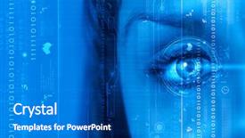  Presentation with cyber security eye - Slides having cyber security - close up of woman's eye background and a teal colored foreground