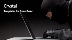  Presentation with personal data - PPT layouts with cyber security - computer hacker in a balaclava background and a black colored foreground