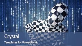  Presentation with hacker white - Slides with cyber security - hacker decoding information from futuristic background and a ocean colored foreground