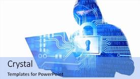  Presentation with information security - Beautiful PPT layouts featuring cyber security - hacker man steal information backdrop and a light blue colored foreground