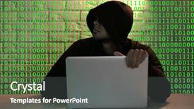  Presentation with computer hacker - Slide deck enhanced with cyber security - hacker working with computer background and a gray colored foreground
