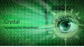  Presentation with cyber security eye - Presentation with cyber security - human eye collage over technology background and a seafoam green colored foreground