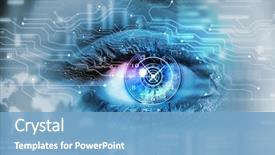  Presentation with personality - Amazing PPT theme having cyber security - scanning for personality identification backdrop and a light blue colored foreground