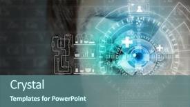  Presentation with personality - Colorful slide deck enhanced with cyber security - scanning for personality identification backdrop and a ocean colored foreground