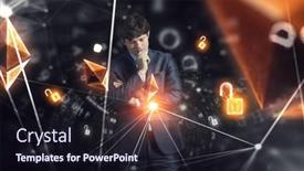  Presentation with cyber security - Presentation theme featuring cyber-security-concept-mixed-media background and a wine colored foreground