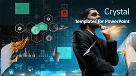  Presentation with cyber security - Slide set featuring cyber-security-concept-mixed-media background and a navy blue colored foreground