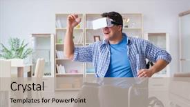  Presentation with virtual reality medical - Colorful PPT theme enhanced with cyber sickness - disabled man studying with virtual backdrop and a light gray colored foreground