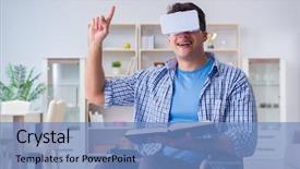  Presentation with cyber - PPT theme with cyber sickness - disabled student studying with virtual background and a  colored foreground