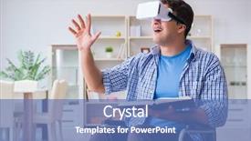  Presentation with virtual reality - Theme featuring cyber sickness - disabled student studying with virtual background and a teal colored foreground