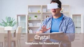  Presentation with virtual reality rehabilitation - Presentation theme consisting of cyber sickness - disabled student studying with virtual background and a coral colored foreground