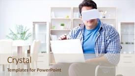  Presentation with virtual reality - Beautiful slide deck featuring cyber sickness - freelance student studying with laptop backdrop and a  colored foreground