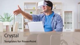  Presentation with cyber - Cool new PPT theme with cyber sickness - freelance student studying with laptop backdrop and a light gray colored foreground