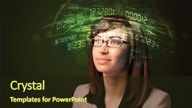  Presentation with high tech face recognition - Audience pleasing slide deck consisting of cyber technology - business woman looking at high backdrop and a wine colored foreground