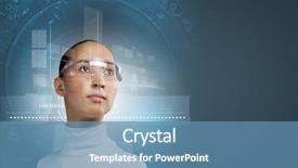  Presentation with asian war - Slides with cyber technology - young pretty asian woman touching background and a teal colored foreground