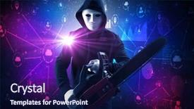  Presentation with cyber terrorism - Colorful PPT theme enhanced with cyber terrorism - armed burglar in dark secured backdrop and a navy blue colored foreground