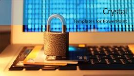  Presentation with cyber terrorism - Slides with cyber terrorism - credit cards and lock background and a teal colored foreground