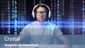  Presentation with virtual technology - Beautiful PPT theme featuring cyber terrorism - technology cyberspace virtual reality backdrop and a teal colored foreground