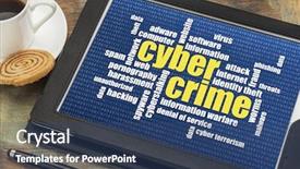  Presentation with cyber terrorism - PPT theme featuring cyber terrorism computer - internet concept - cybercrime word background and a ocean colored foreground