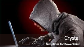  Presentation with hacker - Audience pleasing PPT theme consisting of cyber theft - hacker in a sunglasses backdrop and a wine colored foreground