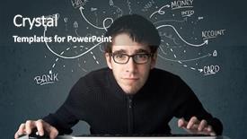  Presentation with hacker white - Amazing slides having cyber thief - young dangerous hacker with white backdrop and a tawny brown colored foreground