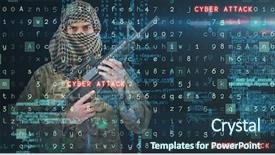  Presentation with cyber war - Amazing PPT layouts having cyber war - portrait of face covered soldier backdrop and a ocean colored foreground