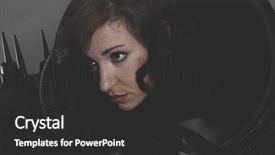  Presentation with black woman - Theme featuring cyber war - robot sexy woman dressed background and a dark gray colored foreground