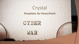  Presentation with cyber war - Slide set enhanced with cyber-war-text-written background and a sky blue colored foreground