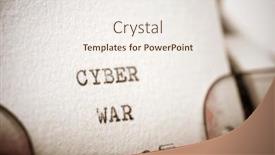  Presentation with cyber war - Theme having cyber-war-text-written background and a sky blue colored foreground