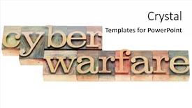  Presentation with cyber warfare - Colorful presentation design enhanced with cyber warfare words - isolated text backdrop and a white colored foreground