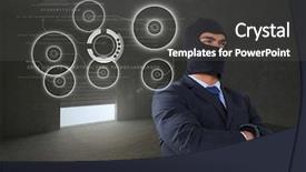  Presentation with cyber - Presentation design with cyber wellness - business hacker with arms crossed background and a dark gray colored foreground