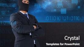  Presentation with blue night - Beautiful theme featuring cyber wellness - business hacker with arms crossed backdrop and a dark gray colored foreground