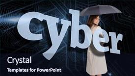  Presentation with circuit board - Presentation design enhanced with cyber wellness - businesswoman holding umbrella behind background and a wine colored foreground