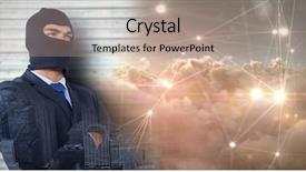  Presentation with connecting dots - Slides enhanced with cyber wellness - male hacker standing with arms background and a coral colored foreground