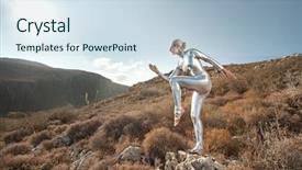  Presentation with cyber crime simple - PPT layouts enhanced with cyber woman in a mountains background and a  colored foreground