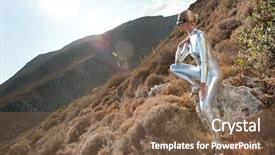  Presentation with cyber - Amazing presentation design having cyber woman in a mountains backdrop and a  colored foreground
