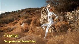  Presentation with cyber - Presentation theme enhanced with cyber woman in a mountains background and a  colored foreground