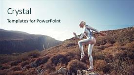 Presentation with cyber physical systems - Colorful PPT layouts enhanced with cyber woman in the mountains backdrop and a sky blue colored foreground