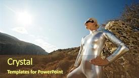  Presentation with cyber - Slides enhanced with cyber woman in the mountains background and a tawny brown colored foreground