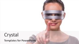  Presentation with cyber - PPT layouts with cyber woman isolated on white background and a sky blue colored foreground