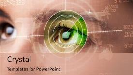  Presentation with cyber security eye - Slide deck featuring cyber woman with modern military background and a coral colored foreground