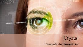  Presentation with cyber - Amazing theme having test grid - cyber woman with modern military backdrop and a coral colored foreground