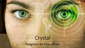  Presentation with cyber - PPT theme consisting of visual effects - cyber woman with modern military background and a coral colored foreground