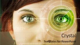  Presentation with terrorism - Presentation theme having cyber woman with modern military background and a coral colored foreground