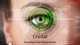  Presentation with cyber security eye - Presentation enhanced with cyber woman with modern military background and a coral colored foreground