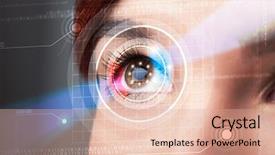  Presentation with modern eye glasses on yellow - Slide set with cyber woman with technolgy eye background and a  colored foreground