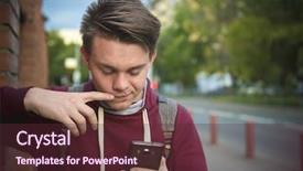  Presentation with bad news - Slide deck featuring cyberbullying - bad news teen boy reads background and a tawny brown colored foreground